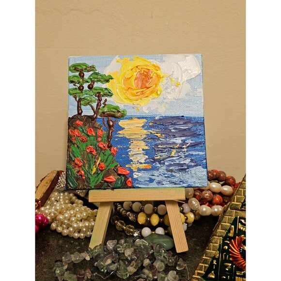 Tropical Painting Original Art Impasto Palette Knife Hawaii Beach Seascape Ocean - Picture 3 of 10